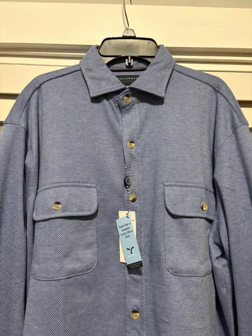 Tailorbyrd Collection Luxurious Comfort Men's Button Front Shirt sz M Blue NWT - Picture 2 of 3